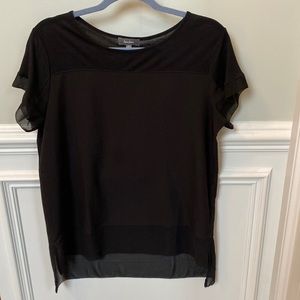 Neiman Marcus Black High-Low Tunic with Illusion Trim